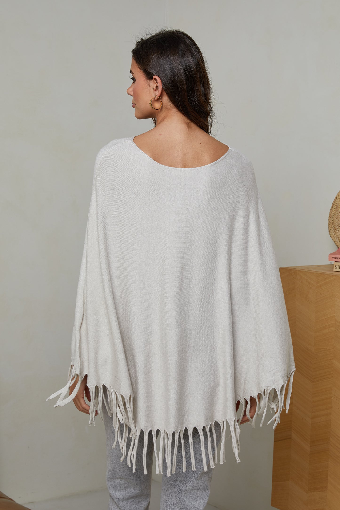 Poncho à brillant à détails franges