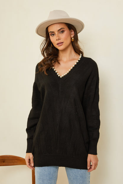 Pull oversize surpiqué