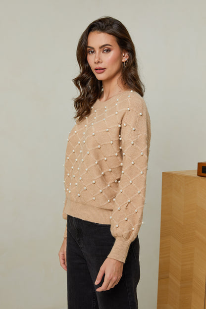 Pull surpiqué avec perles