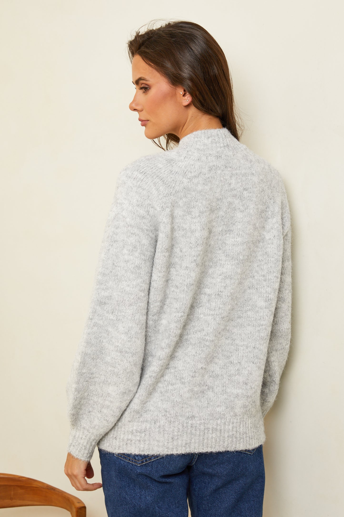 Pull oversize surpiqué avec col montant