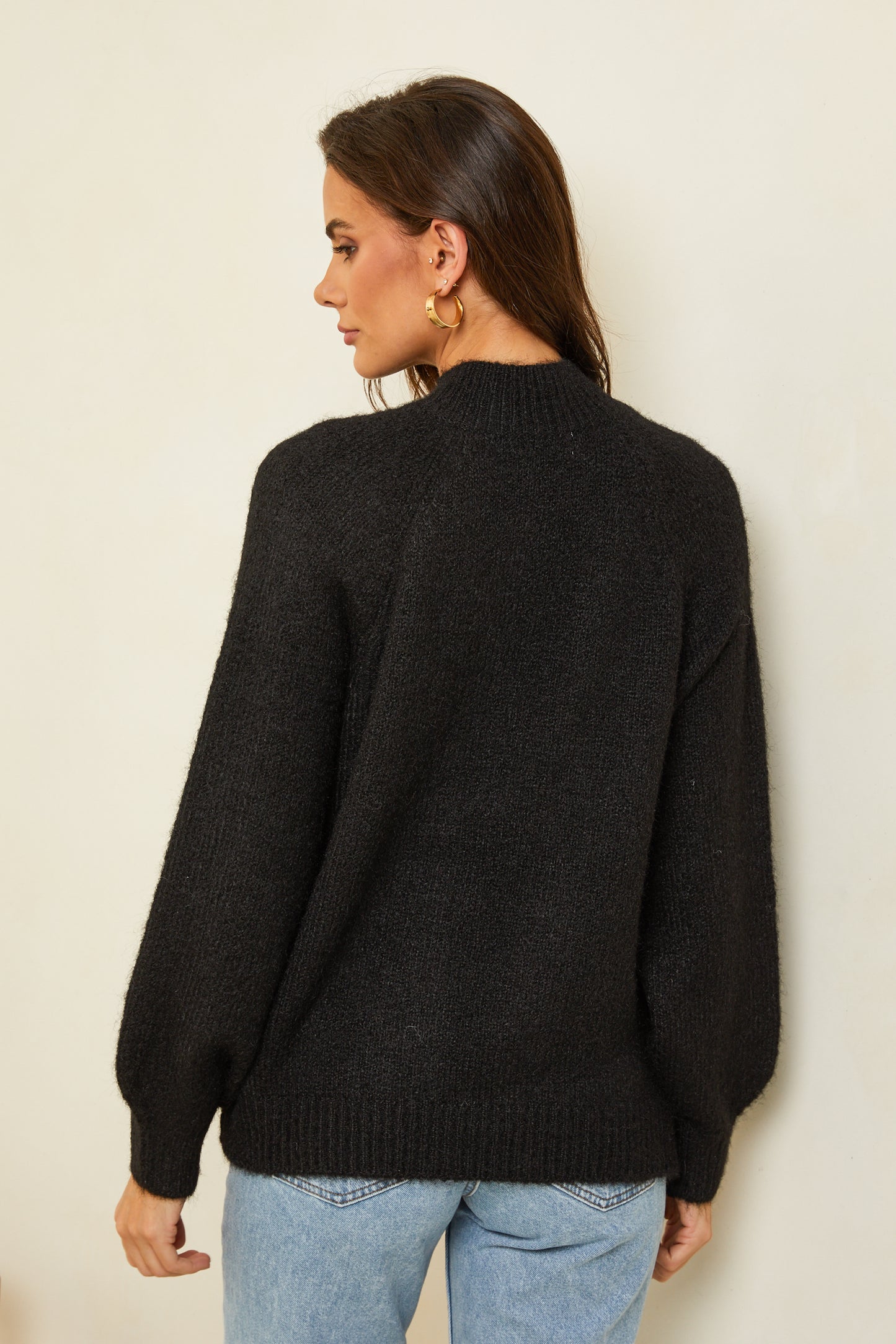 Pull oversize surpiqué avec col montant