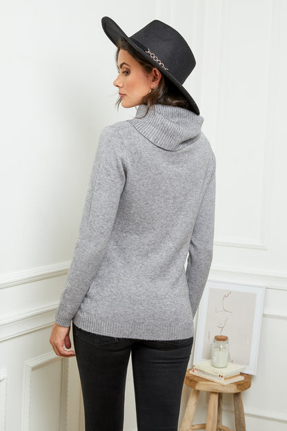 Pull col boule manches longues