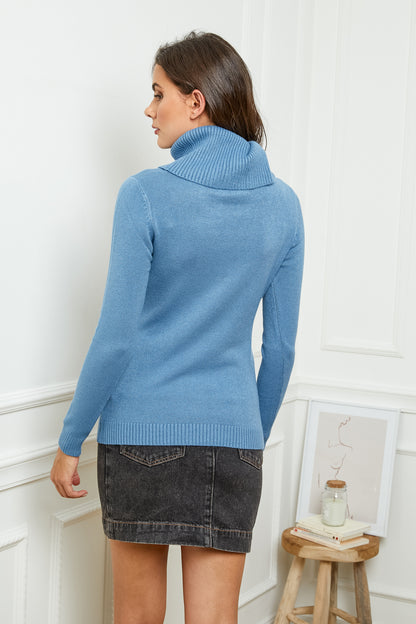 Pull col boule manches longues