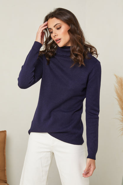 Pull col boule manches longues