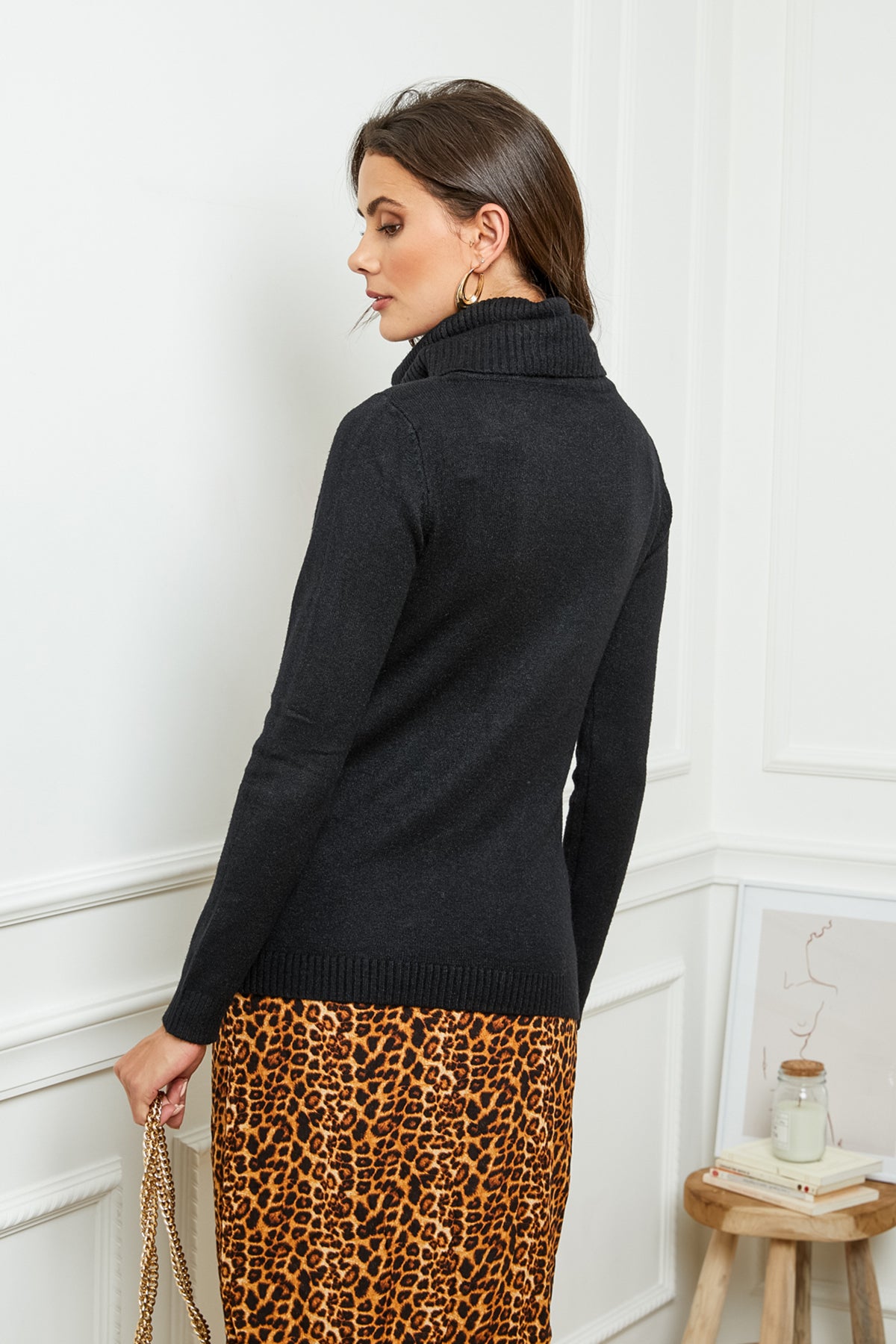 Pull col boule manches longues