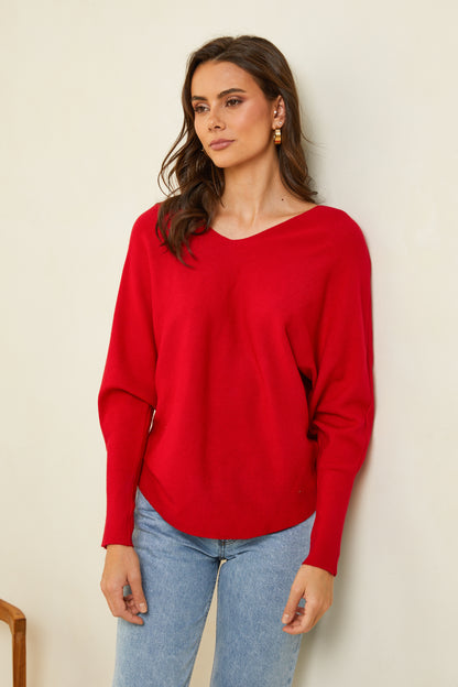 Pull col V avec détails broderie